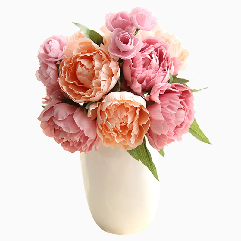 Factory Real Touch Artificial White Bouquet Peony Flower For Wedding ...