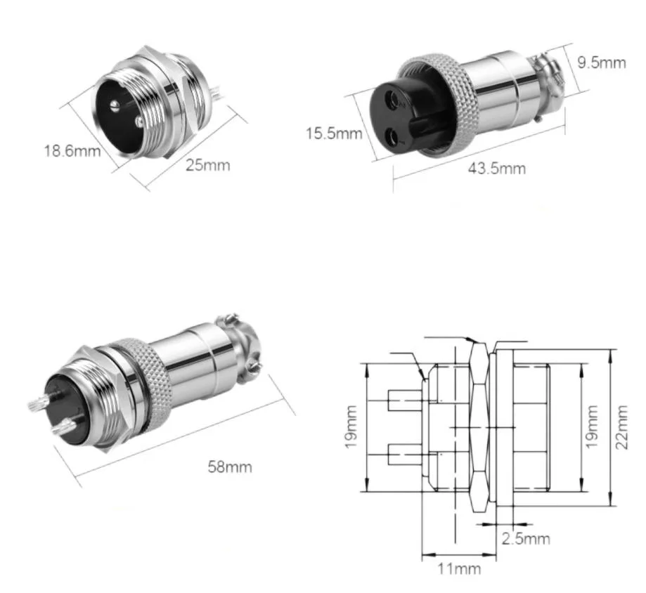 Gx20 Aviation Plug Socket Connector Connector Gx20 2/3/4/5/6/7/812