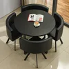 Ink black leather table and four chairs