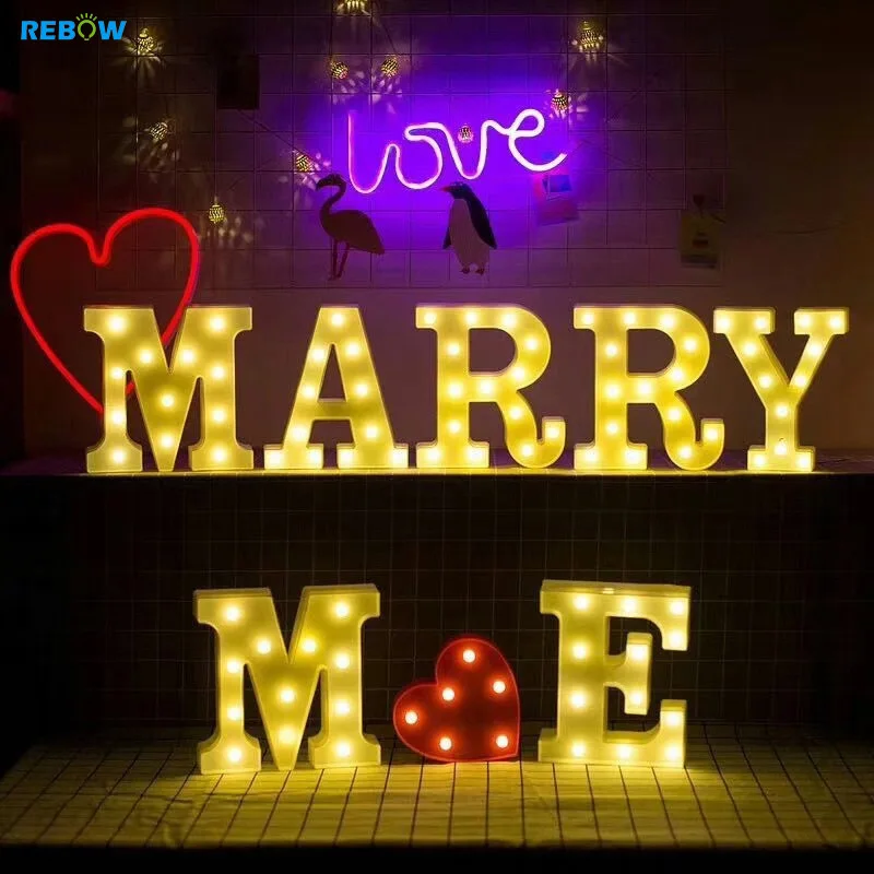 Wholesale Custom Small Led  Number 3D Letter Light Battery Marquee Letters for Wedding Birthday Party Decoration