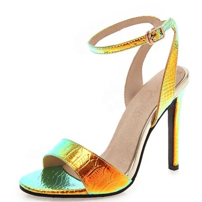 strappy multi colored heels