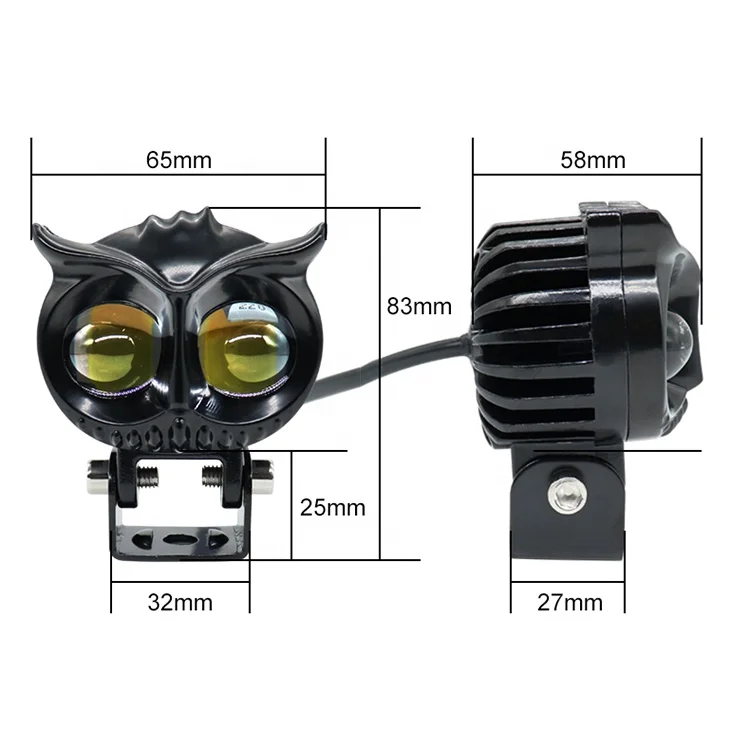 Competitive Prices Owl Design Thick Size 45mm Dual Color Led Fog Light Headlight Led Auxiliary Spot Led Lights for Motorcycle