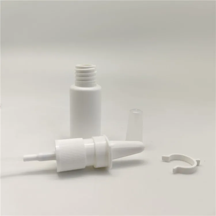 5ml 10ml 15ml 30ml White Empty PE Nasal Spray Bottle with Snap on Pharmaceutical Nasal Sprayer