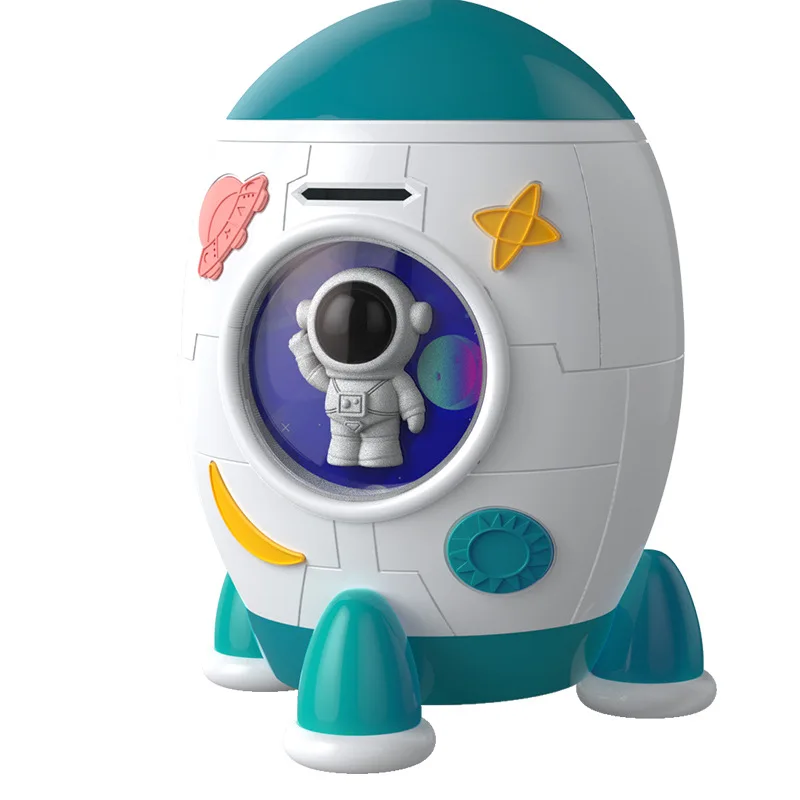 Rocket Fingerprint Unlock Electronic Piggy Bank Safe Money Box Children Digital Coins Cash Saving Safe Deposit Atm Piggy Bank