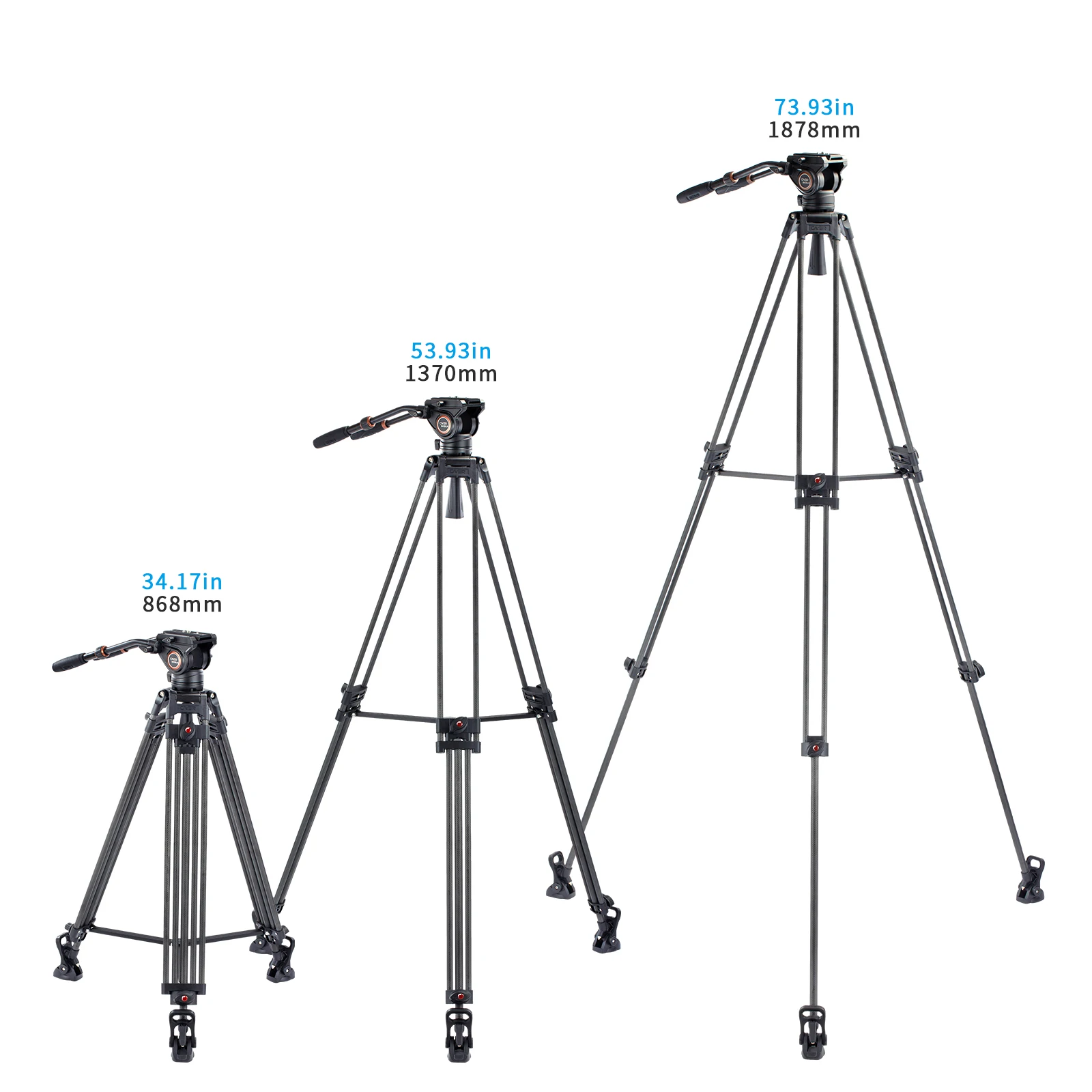 Cayer BV25LH Professional Heavy Duty Carbon Fiber Video Tripod Kit with Fluid Head 3 Sections Tripod for DSLR and Video Camera