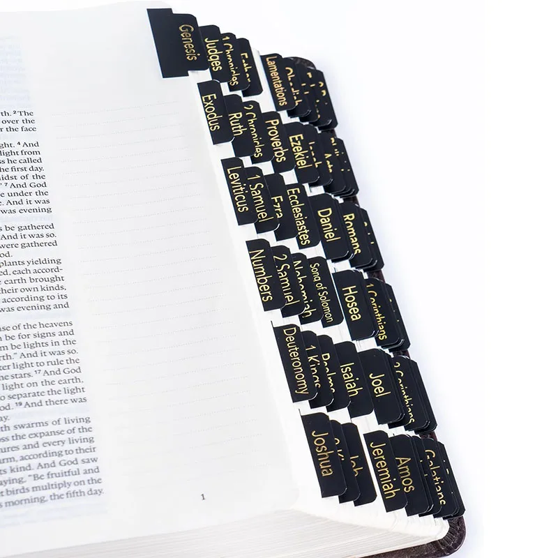 Onglets Bibliques Autocollants - 75 Intercalaires Pour Livres De La Bible - Français - Beige