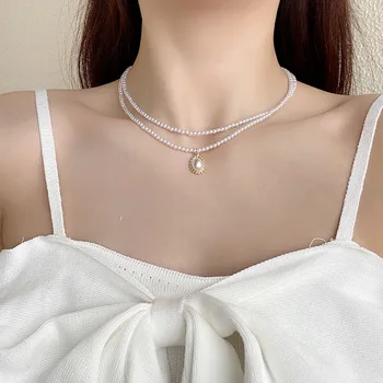 [HEI] 韓国 sense pearl chain necklace かわいい 芸能人着用 韓国 [Hei] sense pearl chain necklace ネックレス/ミヨン着用