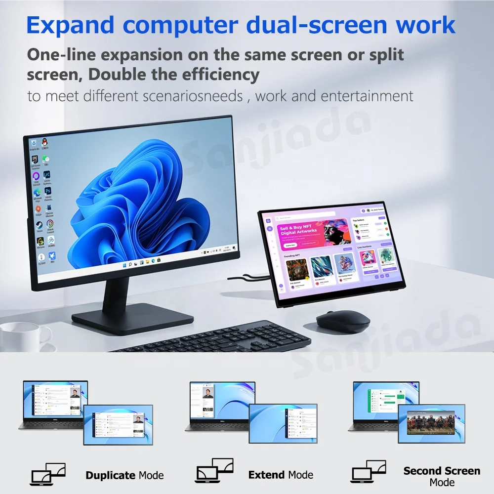 15.6 Inch Portable Monitor with Touchscreen, Gaming Monitor with Desktop Stand for Laptop Computer PS5 Phone Extend Screen