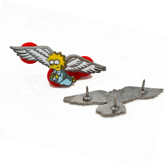 No Minimum China Manufacturers Angel With Wings Design Hard Lapel Pin Badge With Printing