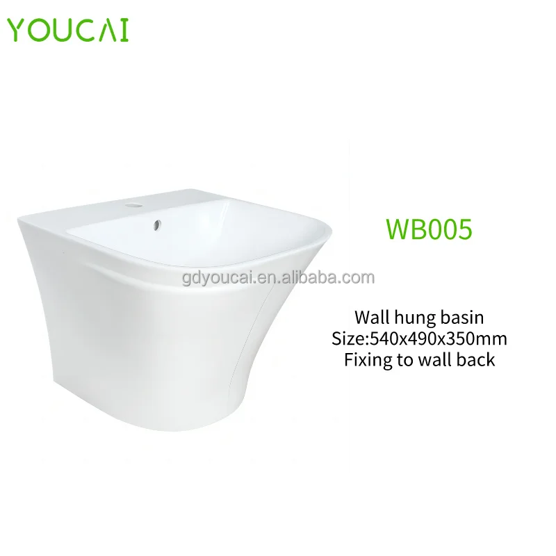 Saudi Iraq Bathroom 1 Piece Wash Basin Sink Ceramic Shower Wash Basin Wall Mounted Basin in Qatar Market