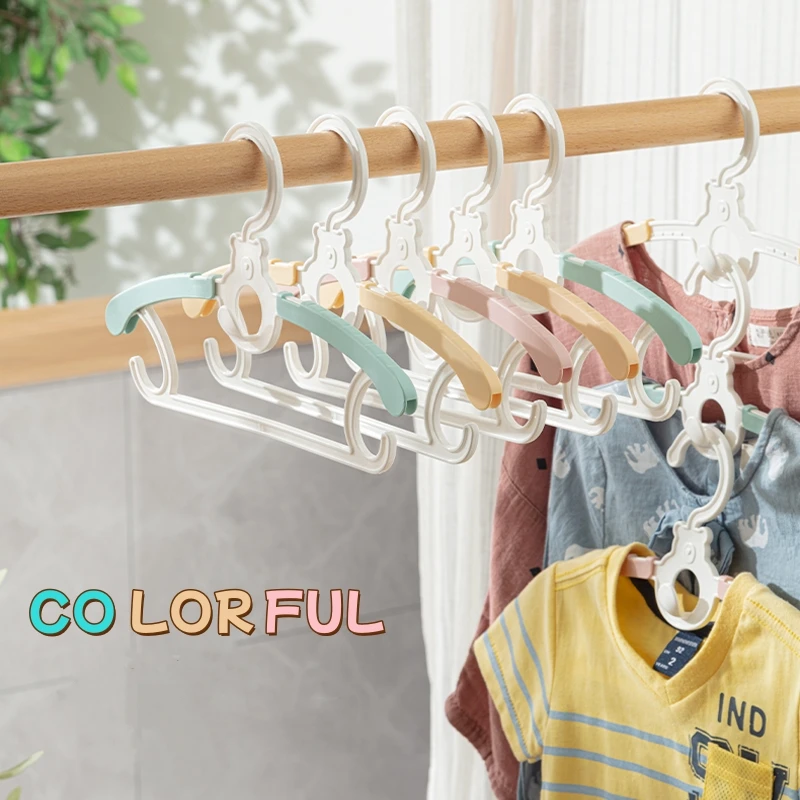 Hot Sale Custom Plastic Kids Extendable non-slip colorful Hanger for Coat Use in Wardrobe for Living Room Balcony Clothing