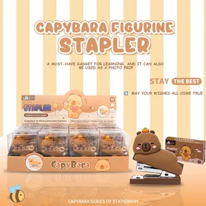 Capybara Figurine No.12 Stapler + 500 Staples, Cute Stationery Set for Office & Study