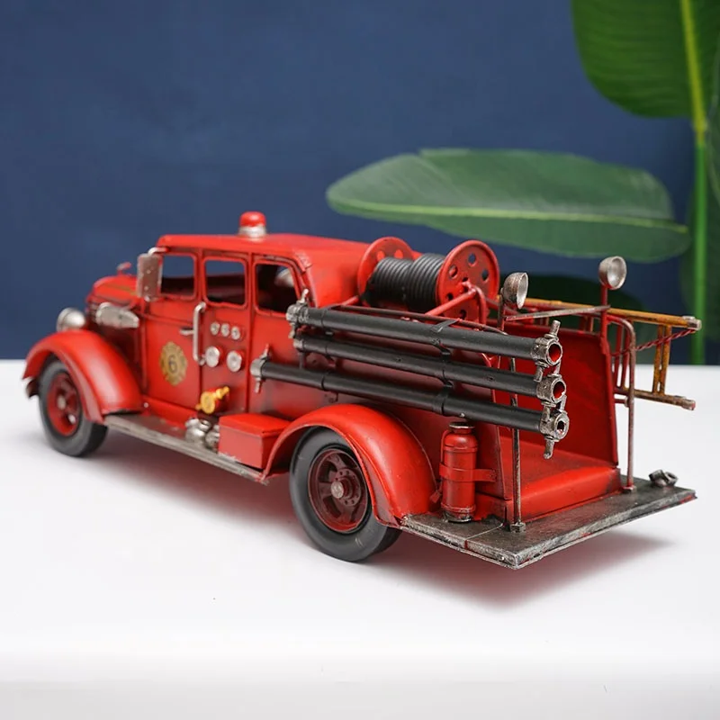 Camion de pompier Ancien en Métal ROUGE Vintage / Ancienne Voiture