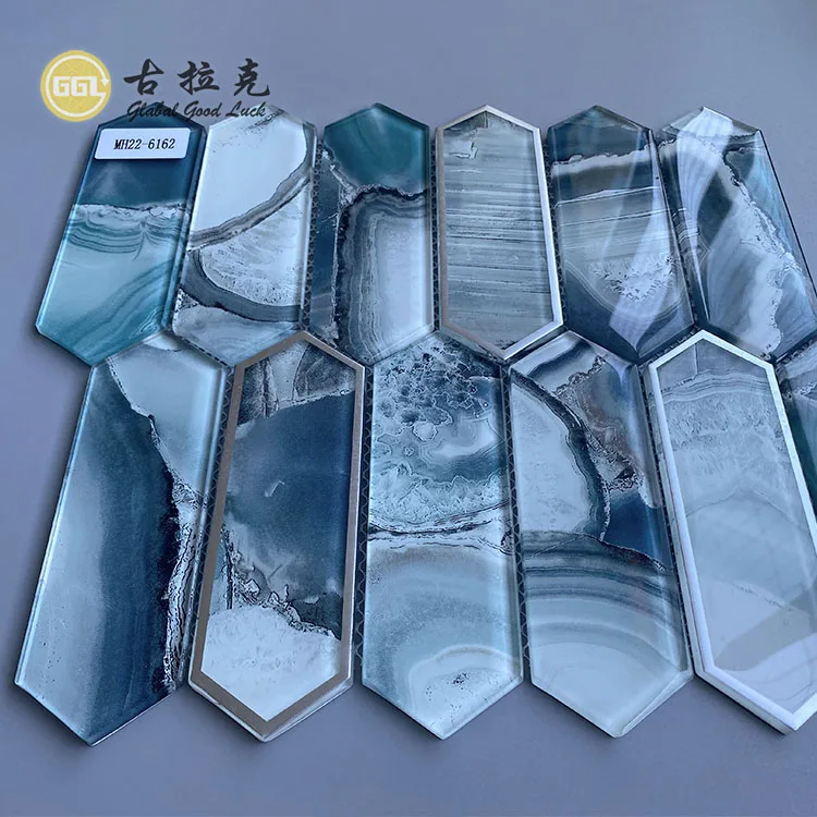 Crystal Glass Pattern Mix Sliver-Rimmed Glass Mosaic For Wall Tile factory