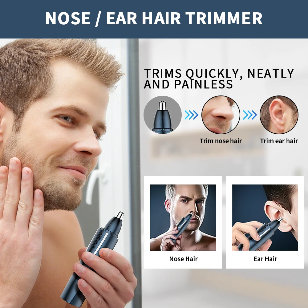 3 in 1 Nose Trimmer Set USB Rechargeable Portable Electric Ear Nose Hair Trimmer