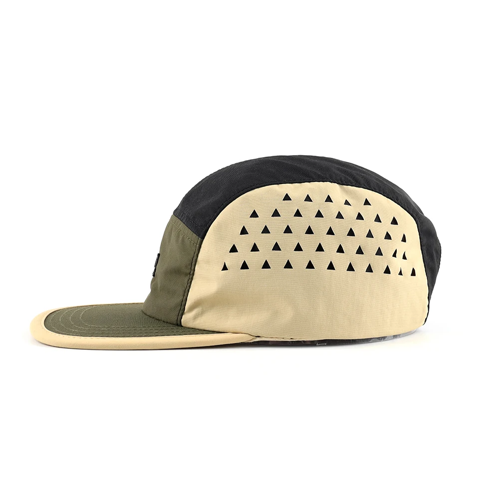 Custom Logo Unstructured Perforated 5 Panel Hat Waterproof Snapback Running Camp Hat Quick Dry Cycling Mountaineering Camp Cap