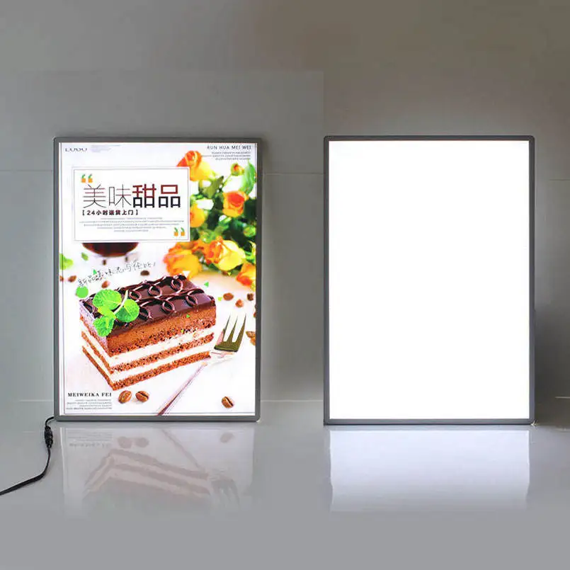 HLY Factory Custom Magnetic Display Light Box Sign Picture Poster Holders Led Slim Acrylic Wall Mounted Frame for A3 Size