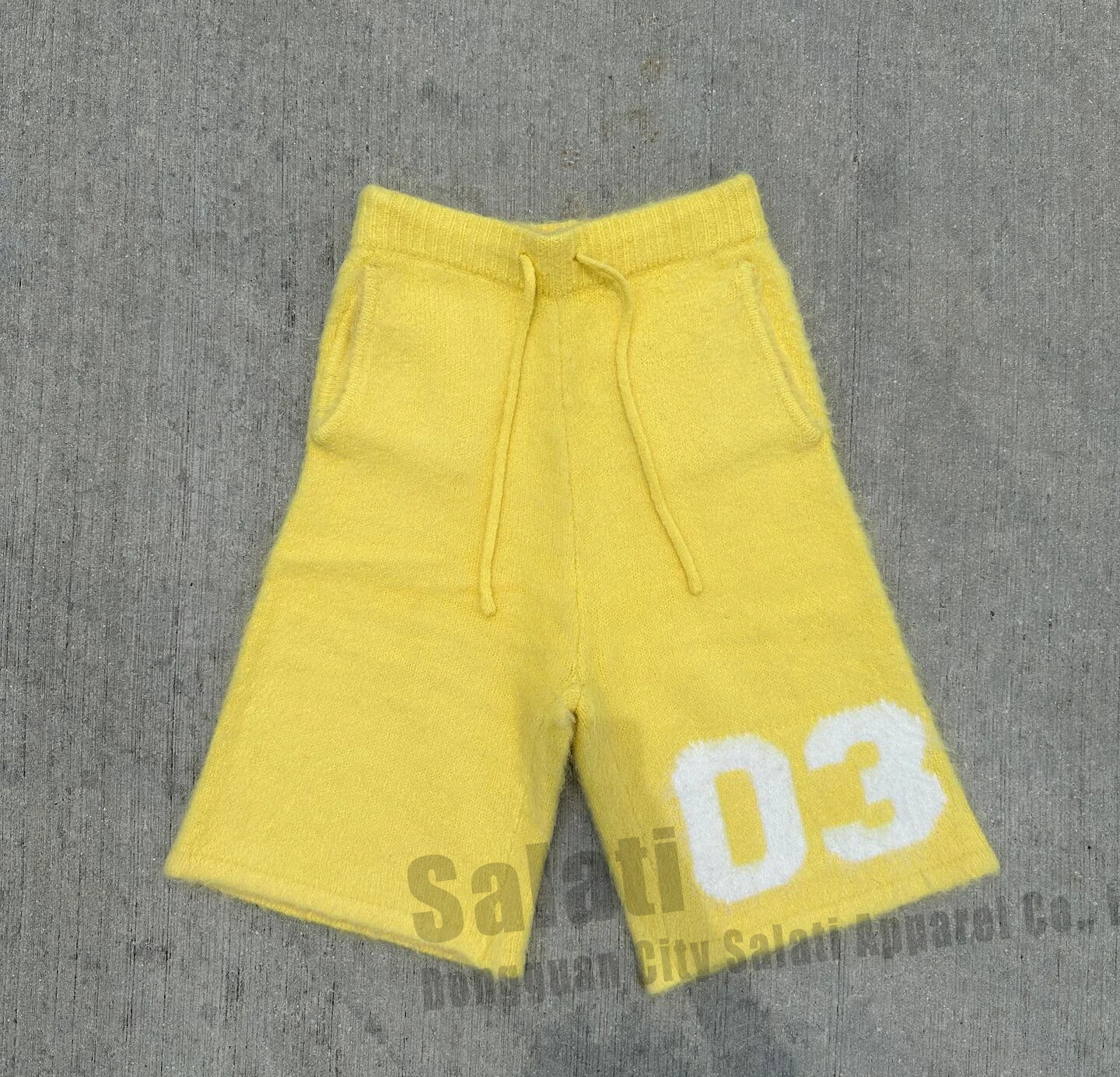Custom Printed Logo Mohair Shorts Pants Drawstring Fuzzy Knit Streetwear Shorts for Men gallery 12