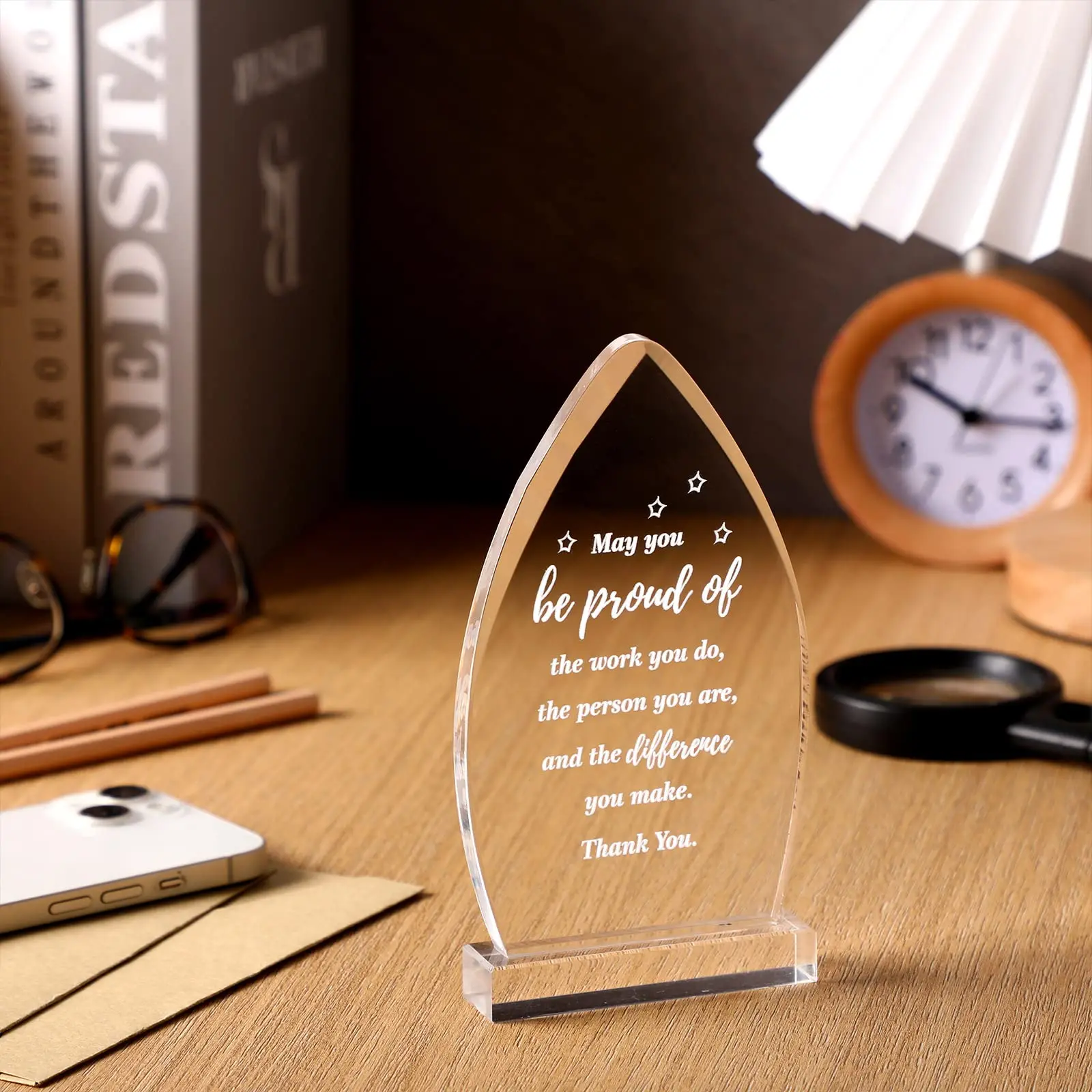 Personalized Custom Leaf Shaped Business Acrylic Ornaments Award Plaque Crystal Trophy and Award for Souvenir supplier