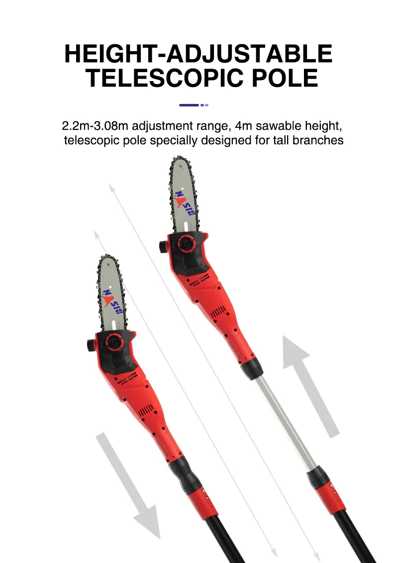 Bison Electric Pole Long Reach Rechargeable Telescopic Chainsaw Manual