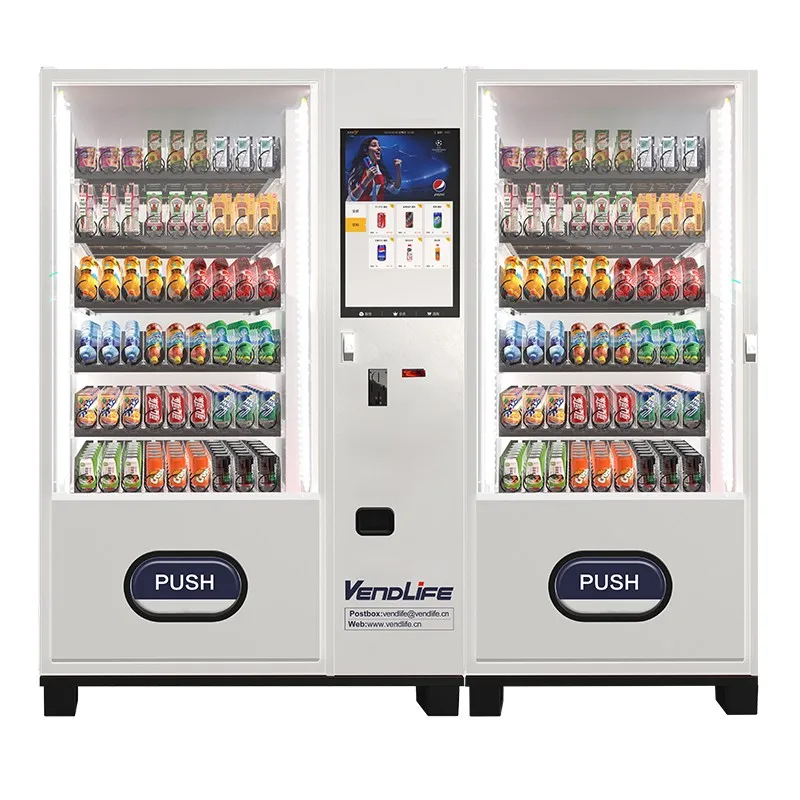 Máquina de Venda Automática de Snacks e Bebidas 24 Horas com Duplo Armário em Promoção