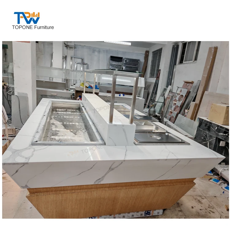 Commercial Combination Salad Buffet bar showcase Table Modern Hotel Sushi Buffet Counter Design