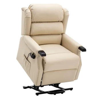 GEEKSOFA Genuine Leather Power Electric Lift Recliner Chair With Massage And Heat Function For The Elderly