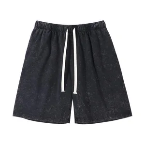 Summer Casual Trendy Retro Five-Point Washed Vintage Style 300g Heavy Cotton Knitted Shorts Men's Pants