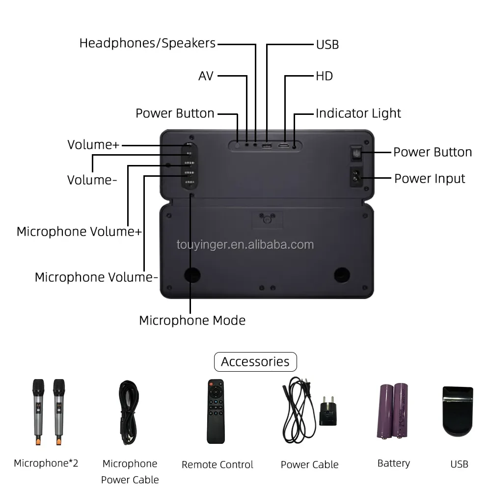 Touyinger E900 Projection Karaoke Machine In One Projector Full Hd