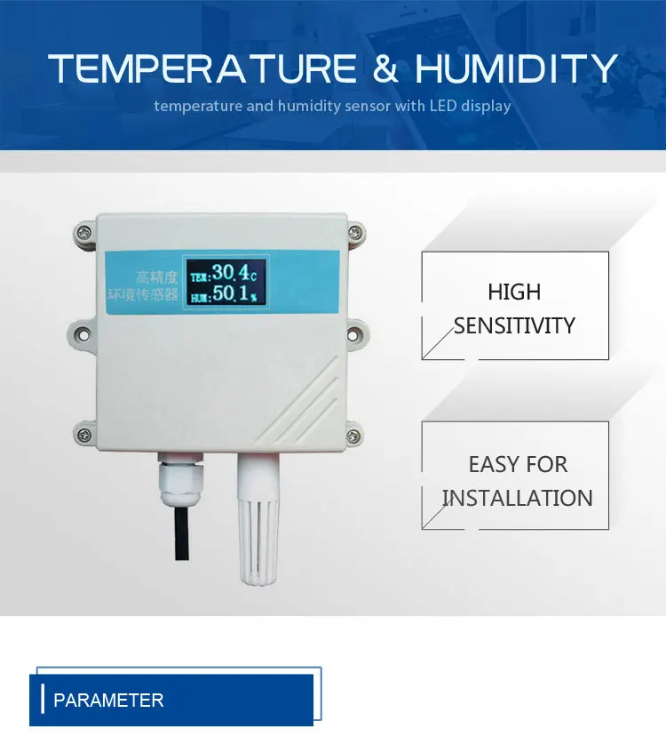 Led Display 24V Temperature Monitoring Greenhouse DC Temperature Humidity Sensor