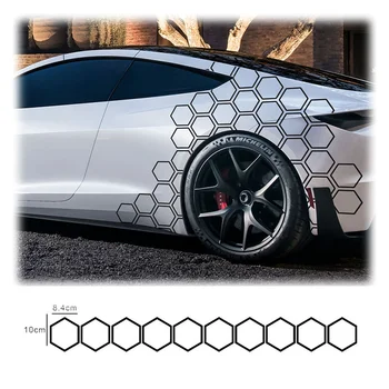 Car Honeycomb Pattern Waist Line Decal  Geometric Pattern Car Full Wrap Sticker Side Body Hexagon Stickers