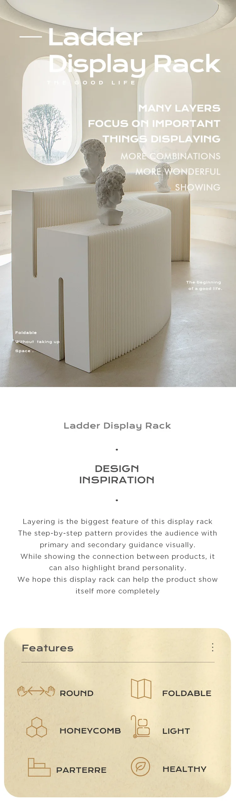 Ihpaper Long Display Shelf Ladder for Fast Trade Show Setup