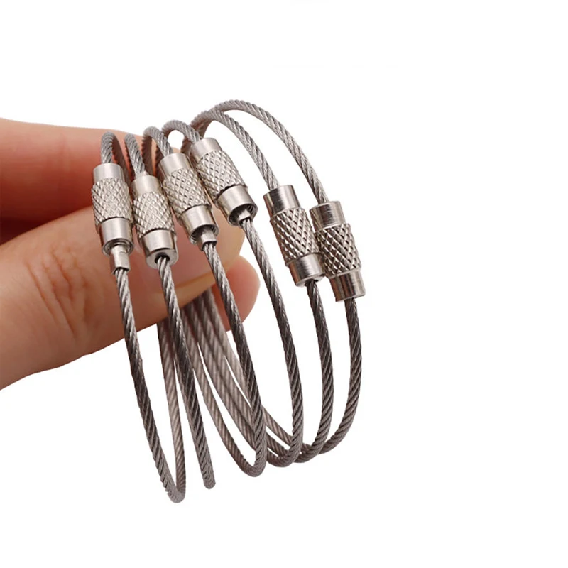 30 Pack Stainless Steel Wire Cable Keychain Rings - 3 Sizes (4.2", 6.5", 8.4") For Keys, Tags, Tools, Luggage