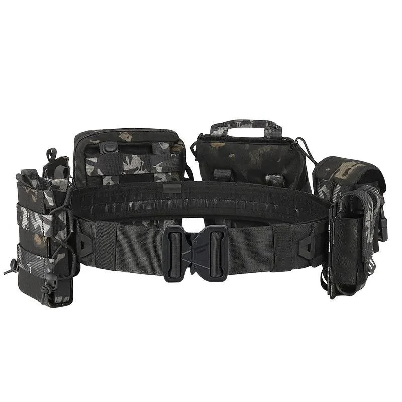 High Quality Adjustable Mountaineering Multifunctional Tactical Waist Bag Quick-release Buckle Camouflage Belt With Pouches