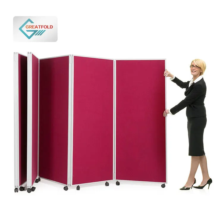 Portable Movable Office Partition Screen Folding Decorative Room Divider with Wheels for Birthday Decorations