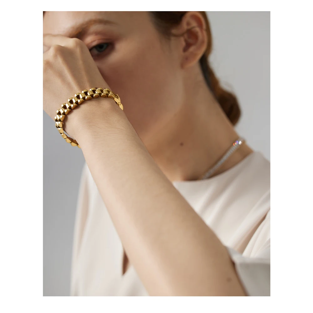 JINYOU 768 Simple 18K Gold Plated Bracelet - Stainless Steel