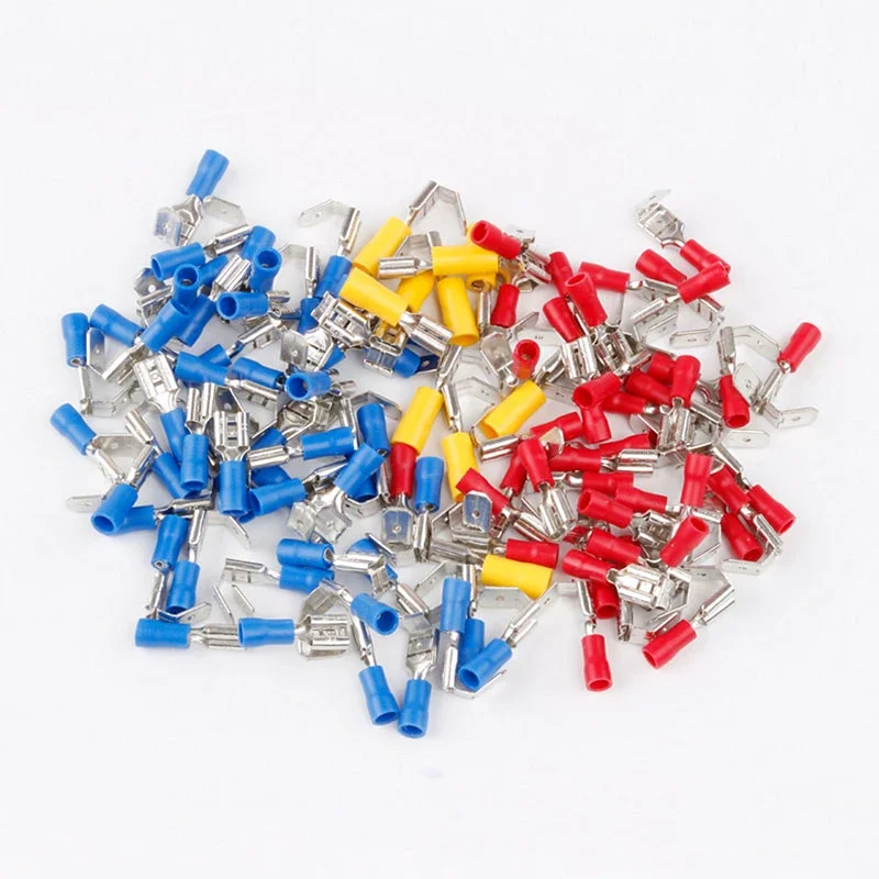 Blue Red Yellow Insulated Female spade terminals Electrical crimp wire connector 