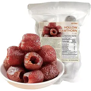 Chinese Healthy Seedless Hawthorn Ball Hollow Hawthorn Preserved Fruit Removal Candied Fruit Snacks for Sale