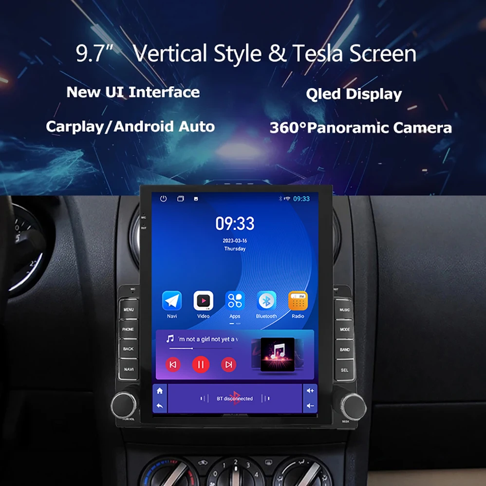 9.7" Vertical Style Tesla Screen Android Car Radio for Nissan Qashqai 1 J10 2006-2013 Caraply GPS Navigation Multimedia Player