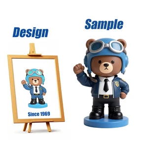 Shengye Factory Custom Creative Trendy PVC Vinyl Resin Mini Teddy Bear Pilot Action Toy Figures Wholesale for Kids and Boys