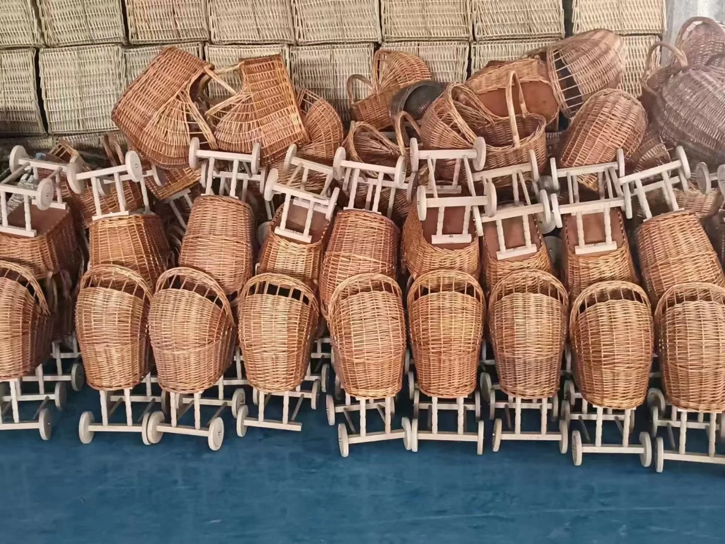 Cochecito de Mimbre Hecho a Mano para Bebé, Cesta de