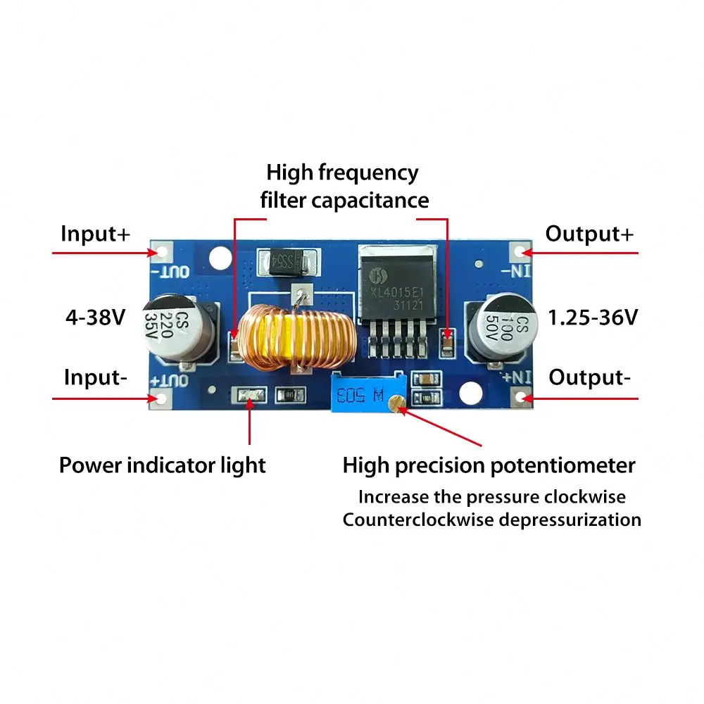 LM2596XL4015E電源モジュールをはるかに超える新しいオリジナルCA-4015 5A DC-DCステップダウンボード4〜38V高出力低リップル|  Alibaba.com