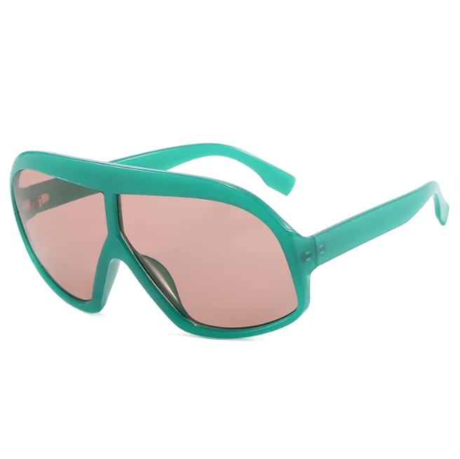 Metal hinge UV400 Oversized One Piece Lens Sunglasses Women  display picture 3