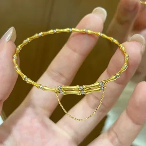 Chinese Style New A750 18K Gold Plated Elegant Bell Shape Women's Anniversary Bangle Niche Choice