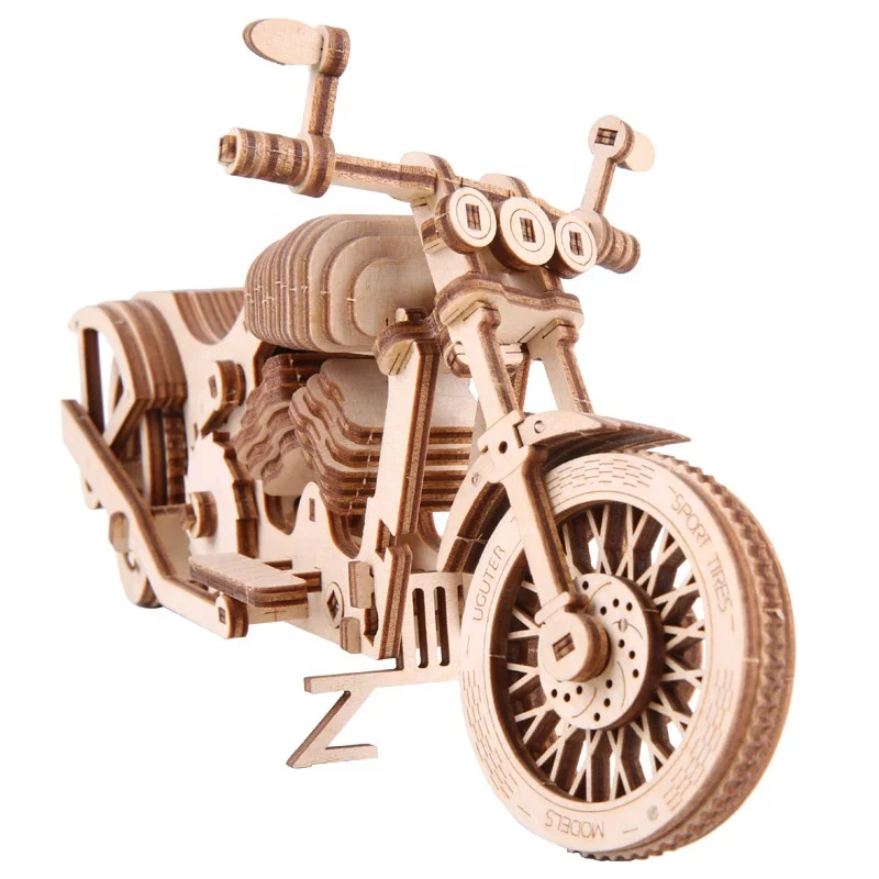 DIY 3D wooden motorbike motorcycle moving puzzleS TOY FOR kids