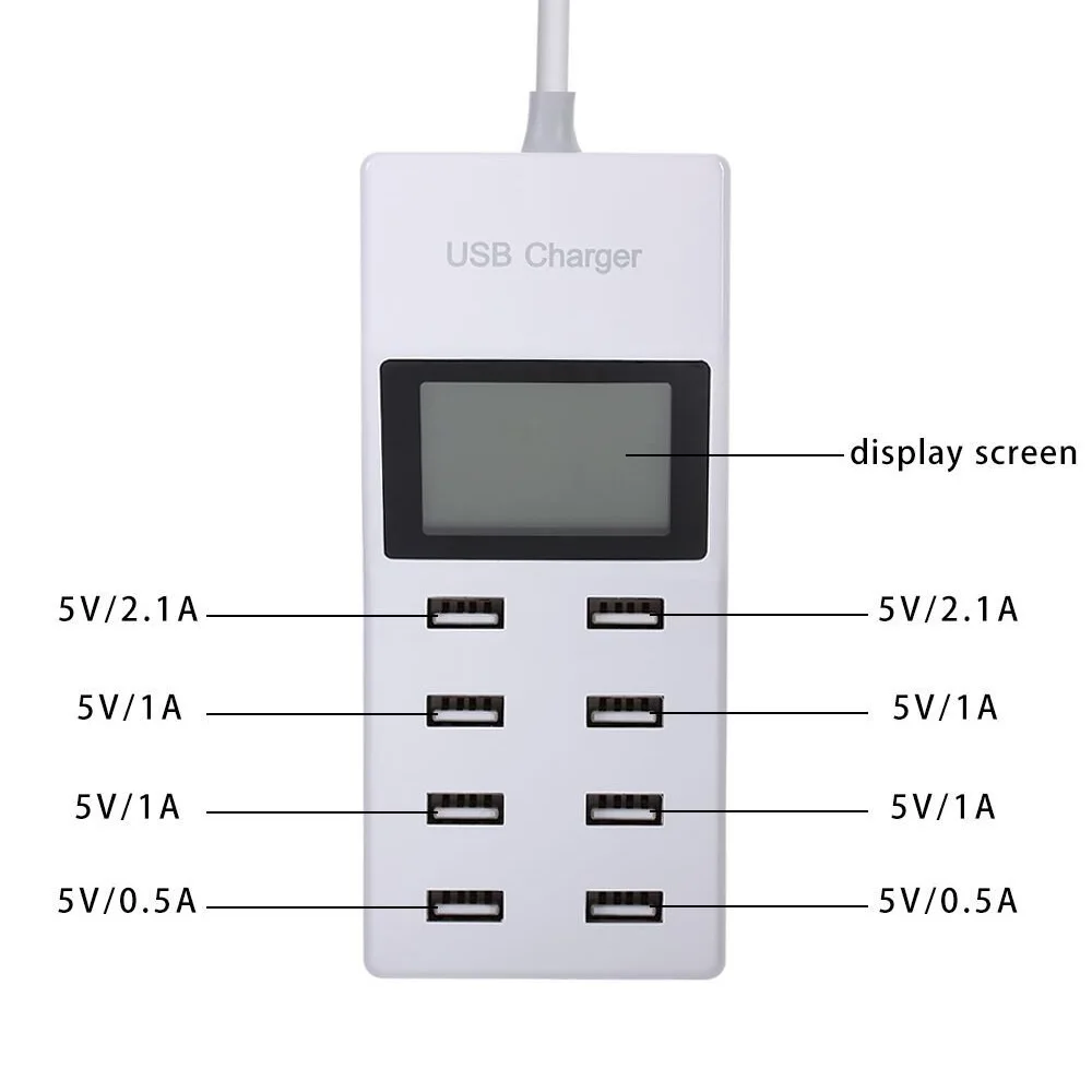Multi USB Wall Charger 8 Port AC Power Adapter Smart Quick Charge Dock Station for Universal Phone Tablet Power Bank