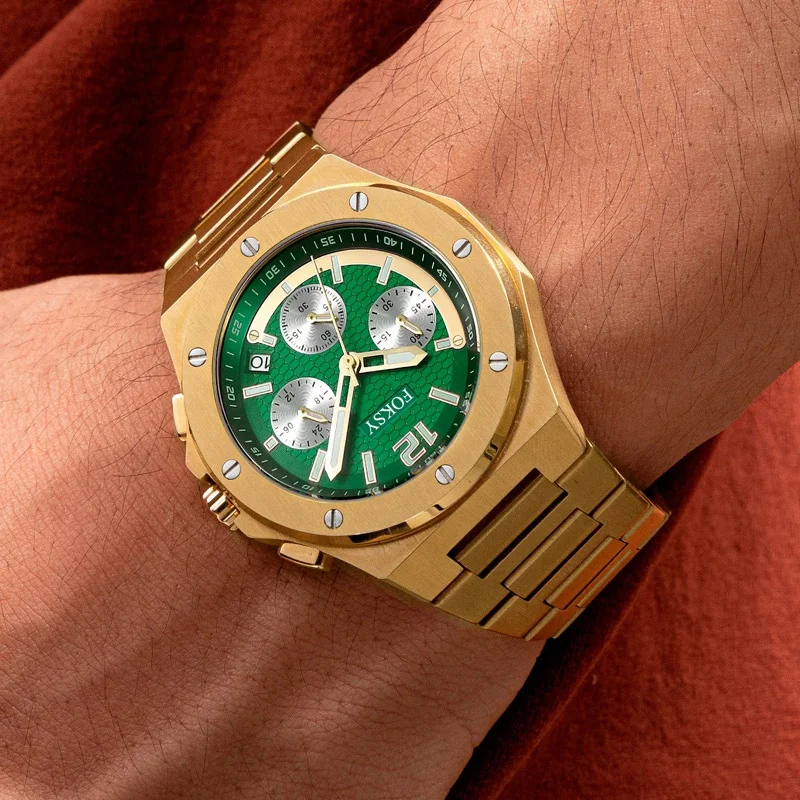 Мужские классические золотистые наручные часы Reloj Hombre De Oro Роскошные из твердого