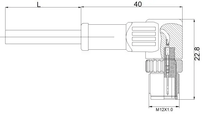 DIN M12 Male Right Angle Plug 2A Rated Current 8 Pin Connector Cable for Welding Wire & Cable Connectors