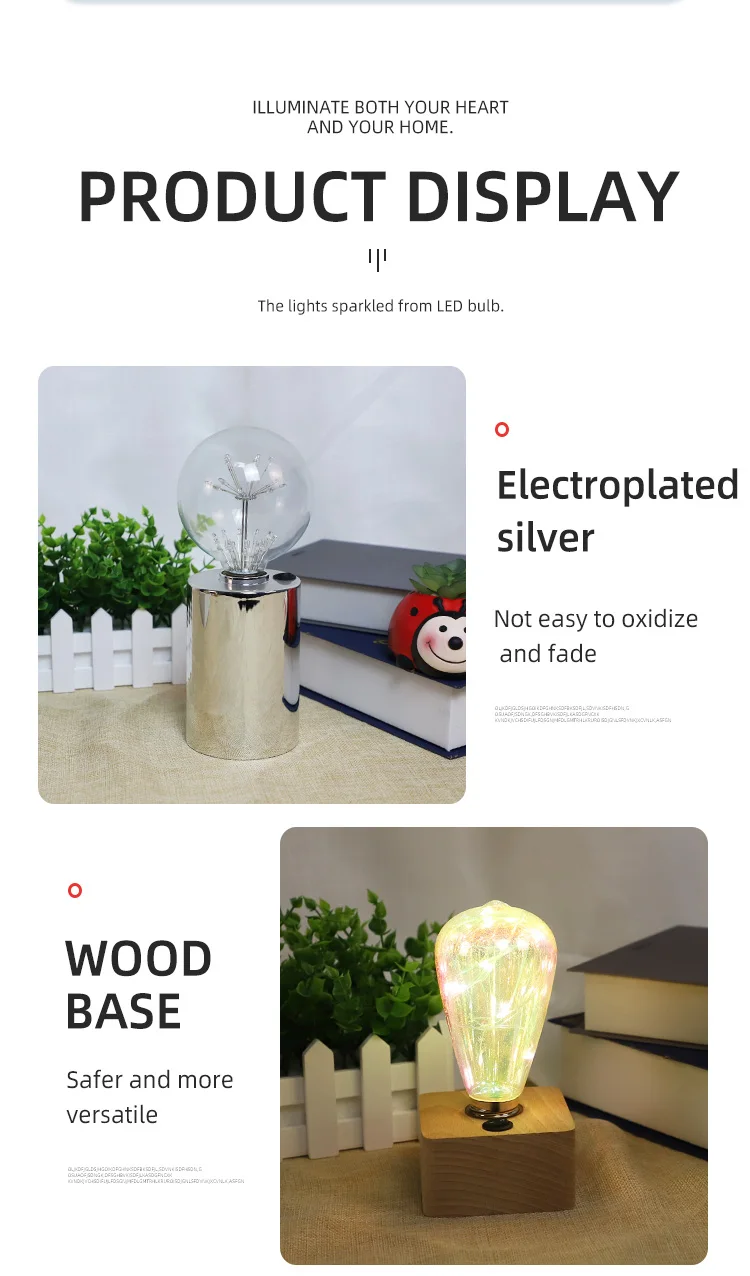 Customized Simple Bulb Light Table Lamp Cordless Lamp Light with Edison Style Bulb Great for Living Room Weddings Party details