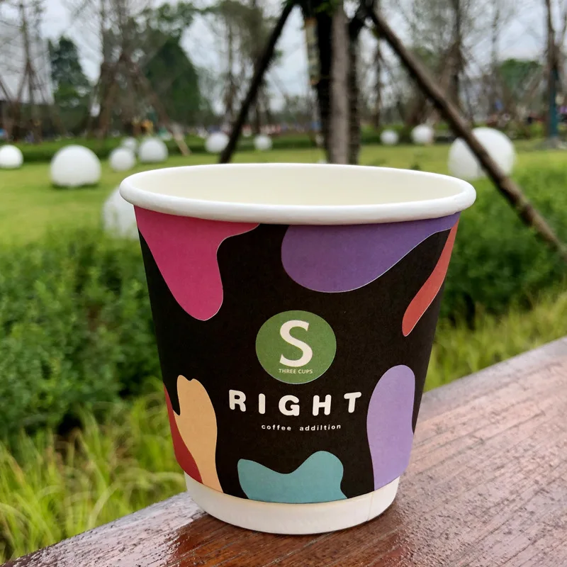 Black With Logo Double Wall Coffee Paper Cup Customized Printing Paper ...
